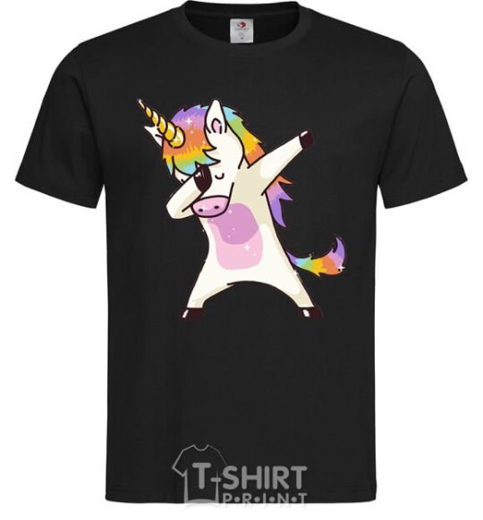 Men's T-Shirt Dabbing unicorn with star black фото