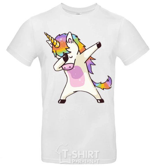 Мужская футболка Dabbing unicorn with star Белый фото
