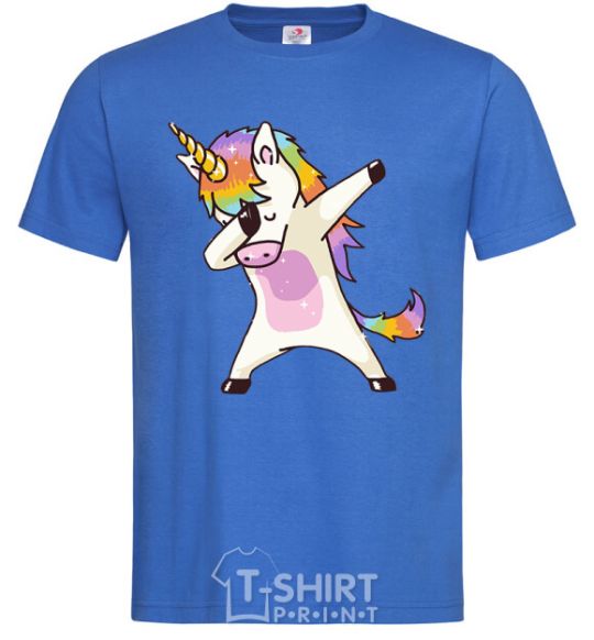Мужская футболка Dabbing unicorn with star Ярко-синий фото