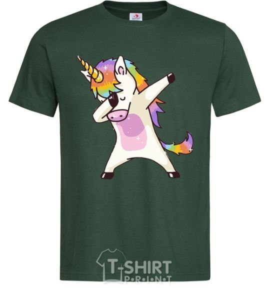 Men's T-Shirt Dabbing unicorn with star bottle-green фото
