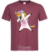 Men's T-Shirt Dabbing unicorn with star burgundy фото