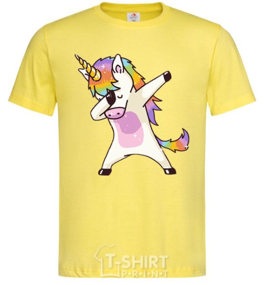 Men's T-Shirt Dabbing unicorn with star cornsilk фото
