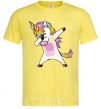 Men's T-Shirt Dabbing unicorn with star cornsilk фото