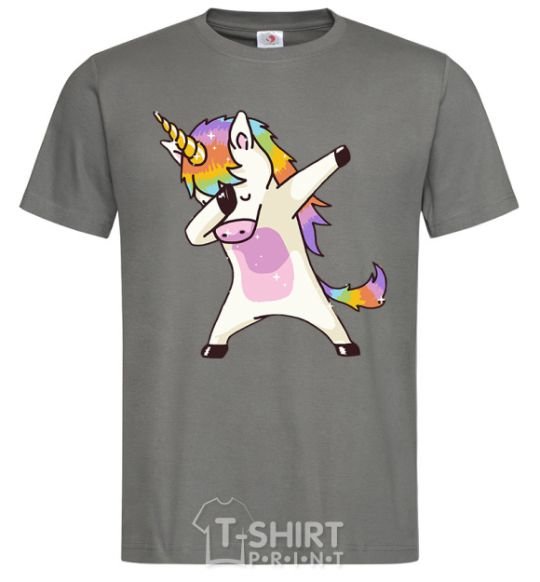 Men's T-Shirt Dabbing unicorn with star dark-grey фото