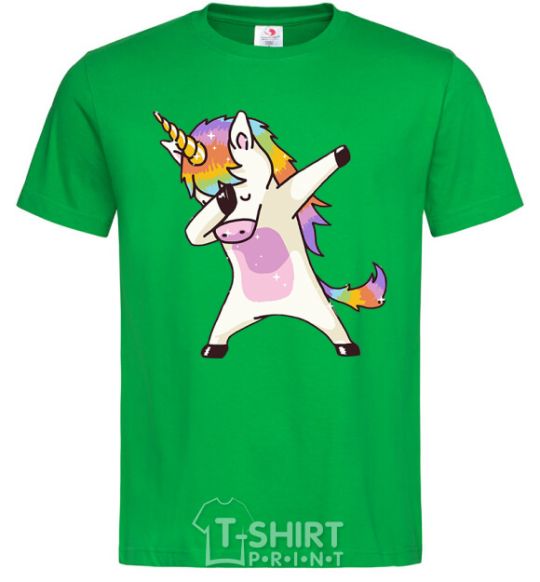 Men's T-Shirt Dabbing unicorn with star kelly-green фото