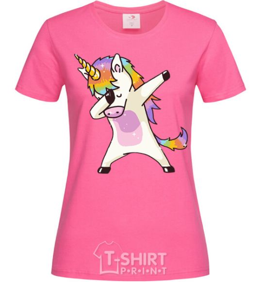 Женская футболка Dabbing unicorn with star Ярко-розовый фото
