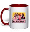 Mug with a colored handle Black Pink red фото