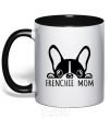 Mug with a colored handle Frenchie mom black фото