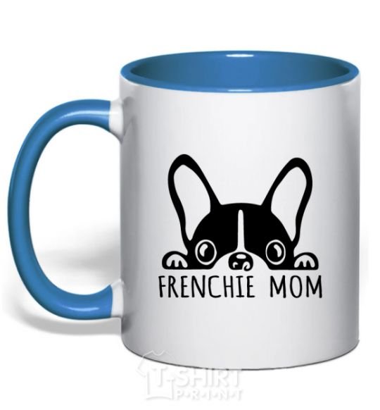 Чашка с цветной ручкой Frenchie mom Ярко-синий фото