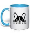 Mug with a colored handle Frenchie mom sky-blue фото