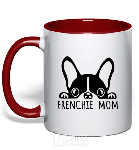 Mug with a colored handle Frenchie mom red фото