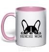 Mug with a colored handle Frenchie mom light-pink фото