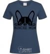 Women's T-shirt Frenchie mom navy-blue фото