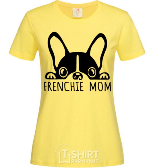 Женская футболка Frenchie mom Лимонный фото