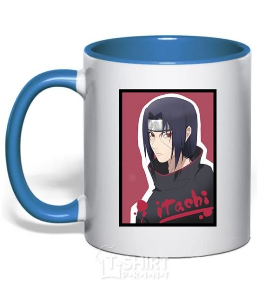 Mug with a colored handle Itachi royal-blue фото