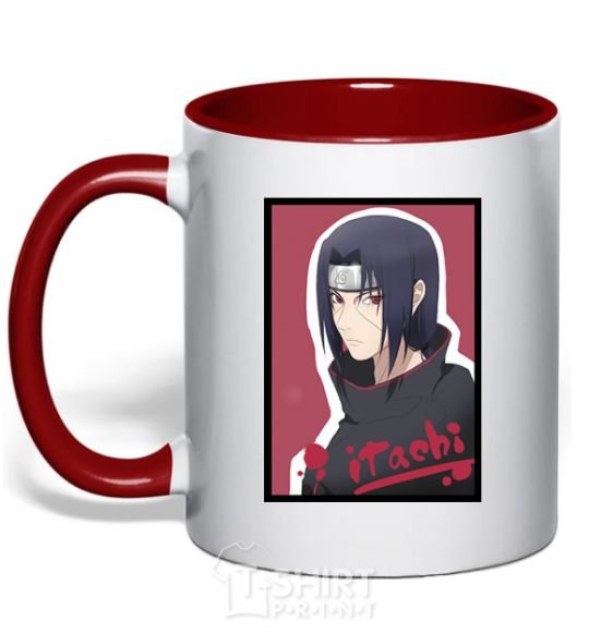 Mug with a colored handle Itachi red фото