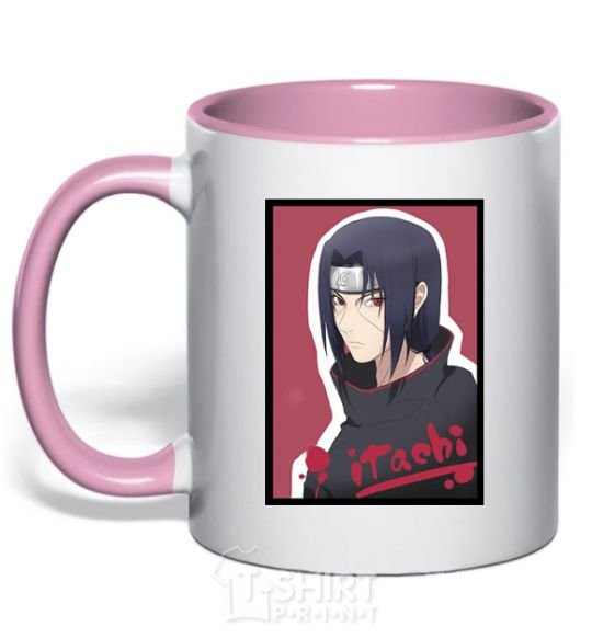 Mug with a colored handle Itachi light-pink фото