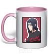 Mug with a colored handle Itachi light-pink фото