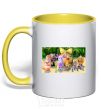 Mug with a colored handle Luntik and all yellow фото