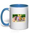 Mug with a colored handle Luntik and all royal-blue фото