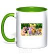 Mug with a colored handle Luntik and all kelly-green фото