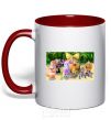 Mug with a colored handle Luntik and all red фото