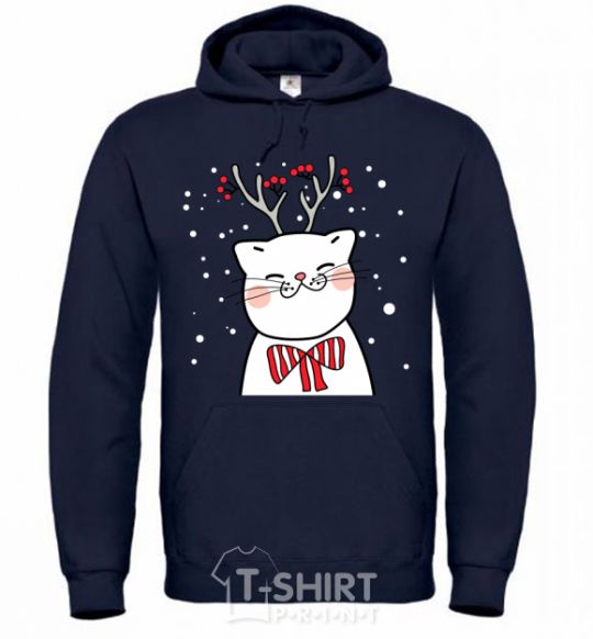 Men`s hoodie Deer Cat navy-blue фото