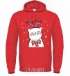 Men`s hoodie Deer Cat bright-red фото