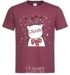 Men's T-Shirt Deer Cat burgundy фото