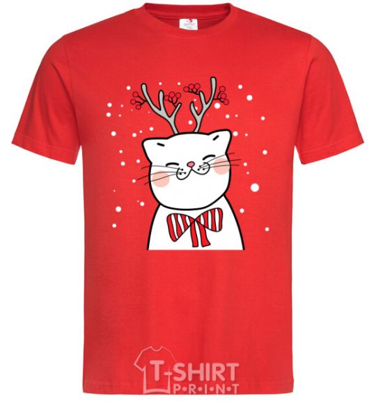 Men's T-Shirt Deer Cat red фото