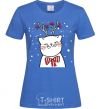 Women's T-shirt Deer Cat royal-blue фото