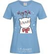 Women's T-shirt Deer Cat sky-blue фото