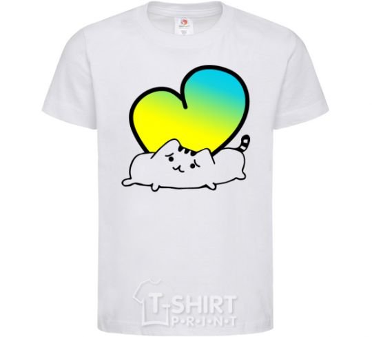 Kids T-shirt The cat loves Ukraine White фото