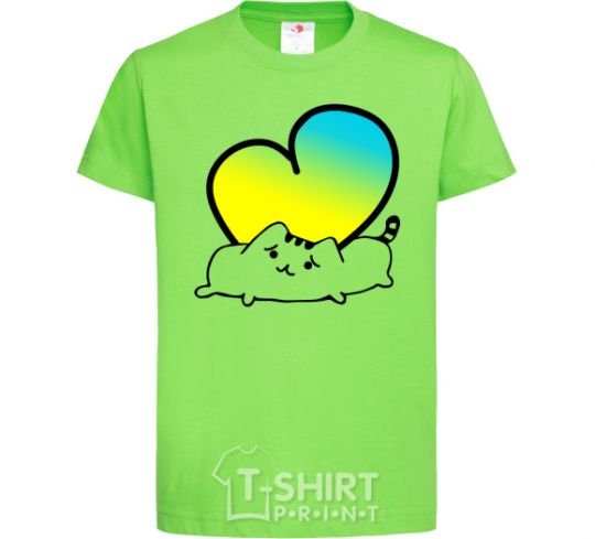 Kids T-shirt The cat loves Ukraine orchid-green фото