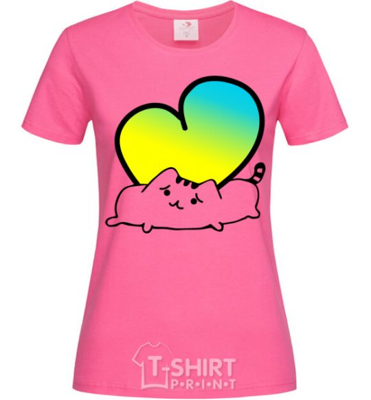 Женская футболка Кот любит Украину Ярко-розовый фото