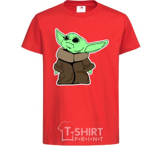 Kids T-shirt Little Yoda V.1 red фото