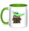 Mug with a colored handle Little Yoda V.1 kelly-green фото