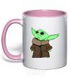 Mug with a colored handle Little Yoda V.1 light-pink фото