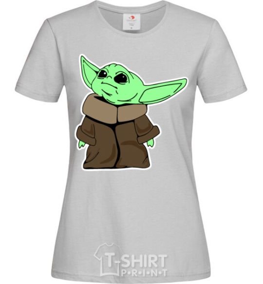 Women's T-shirt Little Yoda V.1 grey фото