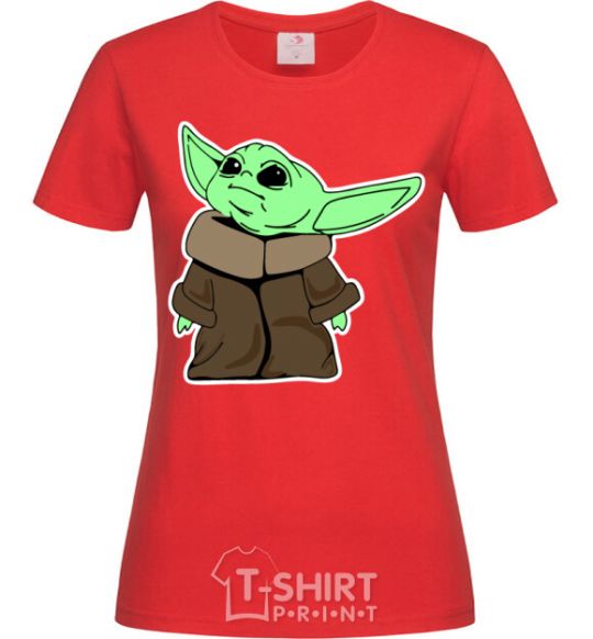 Women's T-shirt Little Yoda V.1 red фото