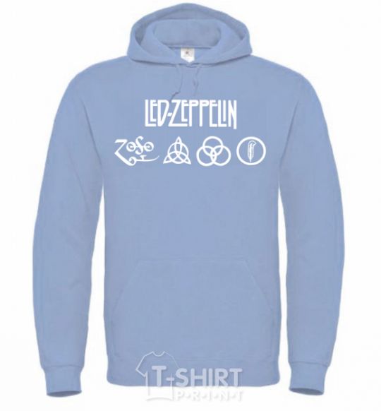 Мужская толстовка (худи) Led Zeppelin Logo Голубой фото