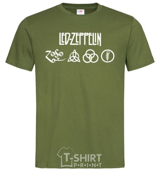 Мужская футболка Led Zeppelin Logo Оливковый фото