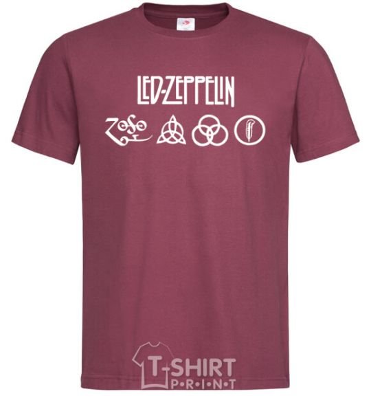 Men's T-Shirt Led Zeppelin Logo burgundy фото