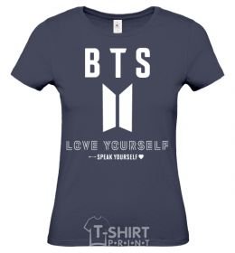 Women's T-shirt BTS Love yourself navy-blue фото