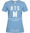 Women's T-shirt BTS Love yourself sky-blue фото