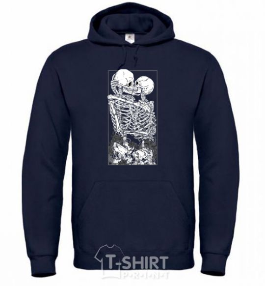 Men`s hoodie Two skeletons navy-blue фото