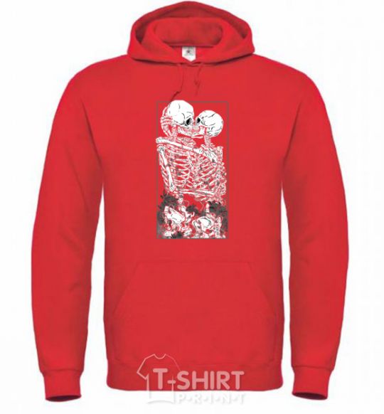Men`s hoodie Two skeletons bright-red фото