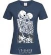 Women's T-shirt Two skeletons navy-blue фото