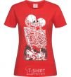 Women's T-shirt Two skeletons red фото