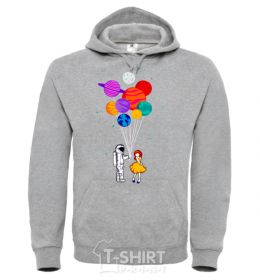 Men`s hoodie Astronaut with balloons sport-grey фото